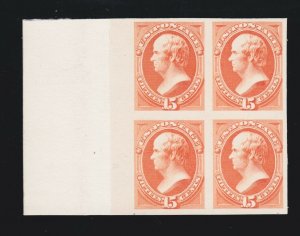 US 163P3 15c Webster India Plate Proof India block 4 on Backing Card XF SCV $250