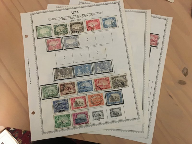 Collection of Aden stamps on Minkus pages