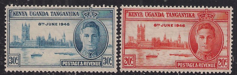 Kenya Uganda Tanganyika 1946 KGV1 Set of Victory Umm SG 155 - 156 ( F1204 )