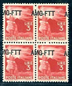 Democratica Lire 3 variety with strongly shifted overprint