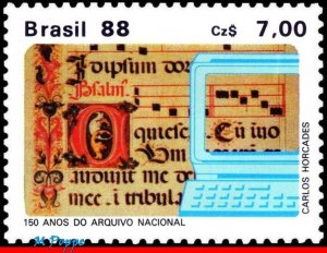 2125 BRAZIL 1988 NATL. ARCHIVES, 150th ANNIV., COMPUTERS, MI# 2242 C-1576, MNH