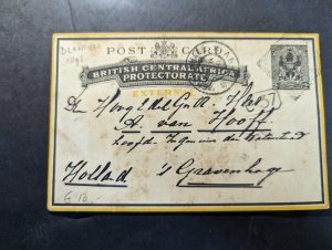 1898 British Central Africa Postcard Cover Blantyre to The Hague Netherlands