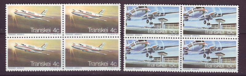 J19045 Jlstamps 1977 so africa-transkel set mnh blk,s/4 #22-3 airplanes