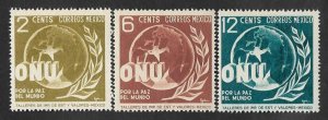 SE)1946 MEXICO, UNITED NATIONS, ALLEGORY FOR PEACE 2C SCT813, 6C SCT814 & 12C SC