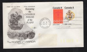 Canada #565a  (1972 Plains Indians  pair) addressed Rosecraft cachet