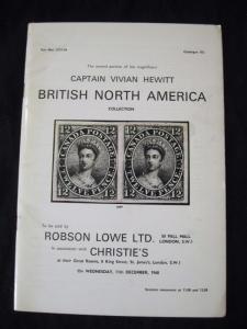 ROBSON LOWE AUCTION CATALOGUE 1968 BRITISH NORTH AMERICA 'HEWITT' COLLECRION