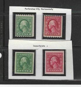 4 WASH HEADS SCARCE 8.5 COILS & IMPERF (410-/411 &481/482)  MNH $30