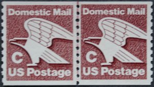 U.S.#1947 Eagle 'C' Rate Domestic Mail Coil Line Pair, MNH. Dry Gum