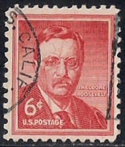 1039 6 cent 1954 Theodore Roosevelt, used F-VF