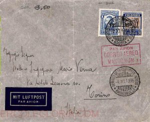 ad6202 - COLOMBIA - Postal History - AIRMAIL COVER to ITALY 1935 Coffee