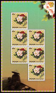 Aitutaki-Cook Island (2011) Sc 569 (MS of 6), 570. Beautiful set of flowers