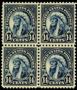 565, Mint XF NH 14¢ Block of Four American Indian - Stuart Katz