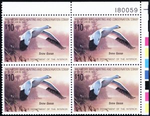 RW55, Mint VF NH $10 Federal Duck Stamp Plate Block -  Face Value $40.00