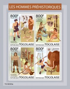 Togo 2019 MNH Prehistoric Humans Stamps Mammoths Prehistoric Man Animals 4v M/S