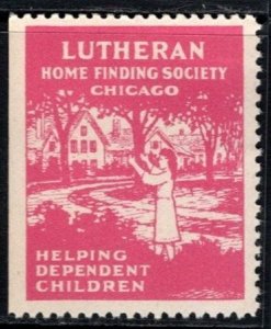 Early Vintage US Poster Stamp Lutheran Home Finding Society Chicago MNH