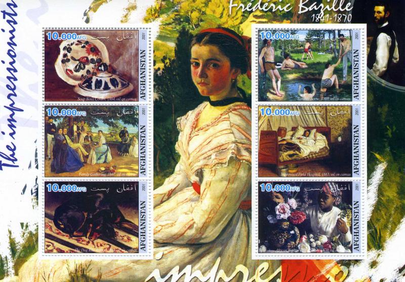 Afghanistan 2001 FREDERIC BAZILLE Paintings Sheet Perforated Mint (NH)