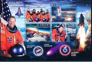 ST. VINCENT & THE GRENADINES SPACE COLUMBIA ASTRONAUT DAVID BROWN S/SHEET  MNH 