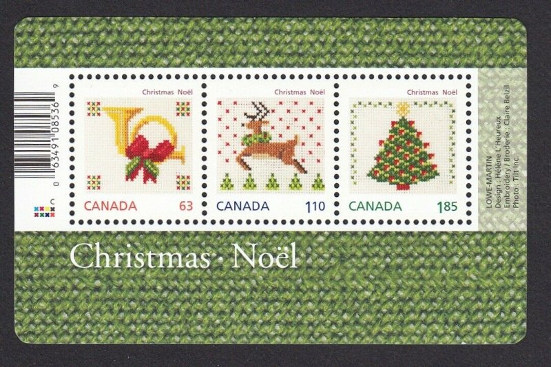 CHRISTMAS CRAFT = DEER, TREE, HORN = CANADA 2013 #2687 SOUVENIR SHEET MNH