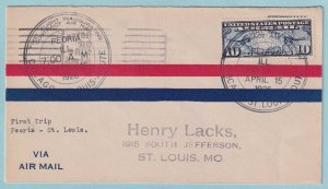 UNITED STATES FIRST FLIGHT COVER - 1926 PIORIA ILL TO ST LOUIS MO - CV330