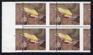 Zambia 1989 Reed Frog 2k85 marginal block of 4 from left ...