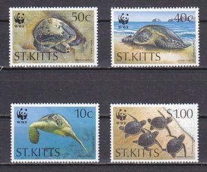 St. Kitts, Scott cat. 381-384. WWF - Turtles issue. ^