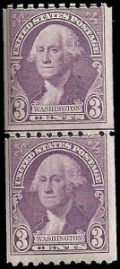 # 722 Mint Never Hinged Line Pair Deep Violet George Washington