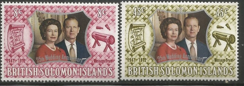 BRITISH SOLOMON ISLANDS 248-249 MNH, CD, 25TH WEDDING ANNIVERSARY