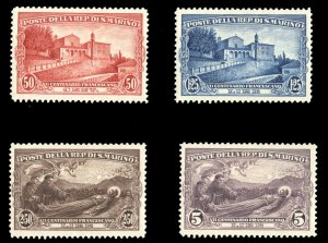 San Marino #111-114 Cat$84, 1928 St. Francis of Assisi, set of four, hinged