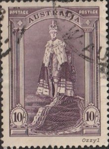 Australia 1938 Sc#178 10shilling KGVI Coronation Robes USED-VG-NH.