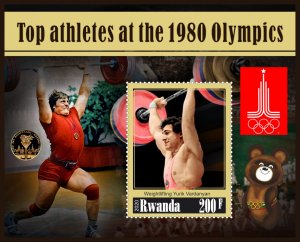 Stamps. Olympic Games 1980 in Moscow top athletes 2020 year 6 sheets perforated