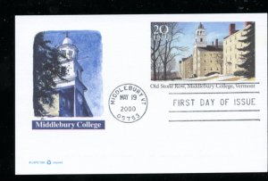 US UX316 20 cent Postal Card Old Stone Row Middlebury UA Fleetwood cachet FDC