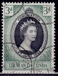 Tristan da Cunha, 1953, Coronation, 3p, Scott# 13, used
