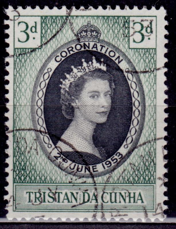 Tristan da Cunha, 1953, Coronation, 3p, Scott# 13, used