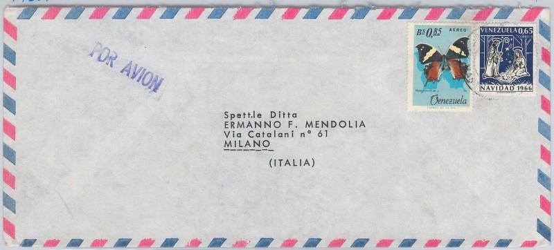 VENEZUELA - POSTAL HISTORY - AIRMAIL COVER to ITALY - CHRISTMAS Butterflies 1960