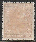 PUERTO RICO 33, 3c KING ALFONSO XII, UNUSED, H OG. F. (465)