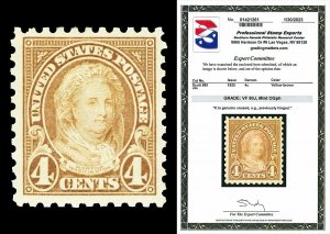 Scott 585 1925 4c M. Washington Perf 10 Mint Graded VF 80J LH with PSE CERT!