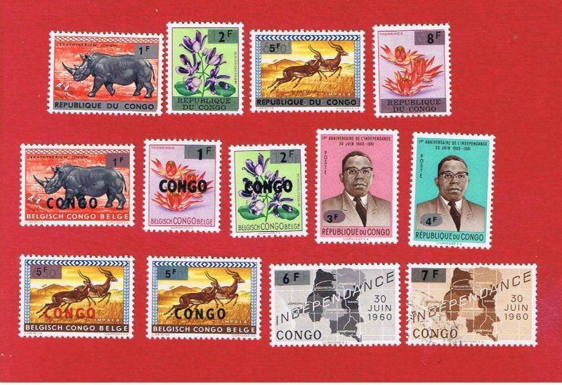 Congo DR #480-491  MVFLH OG  Surcharges  w/489a Free S/H