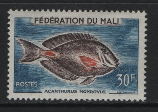 MALI, 7, HINGED, 1960, FISH TYPE