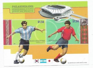 ARGENTINA 2002 WORLD FOOTBALL CUP KOREA - JAPAN PHILAKOREA SS MNH