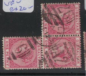 Gibraltar SG SG9 Block of 3 VFU (5fcy) 