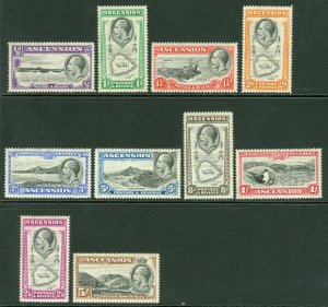 SG 21-30 Ascension 1934. ½d to 5/- set of 10. Fine unmounted mint CAT £120