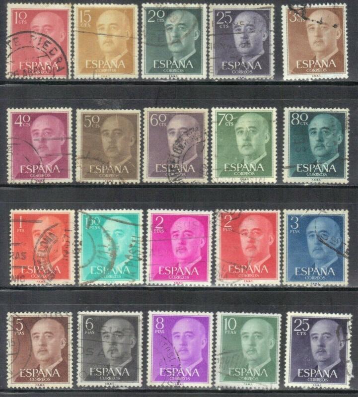 SPAIN SCOTT# 815-35 missing 826  USED  1954-56  GEN FRANCO  SEE SCAN