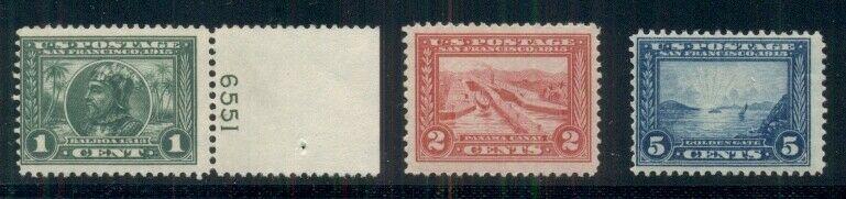 US #397-9, 1¢-5¢ Pan-Pacific Expo, all og, NH, F/VF, Scott $220.00