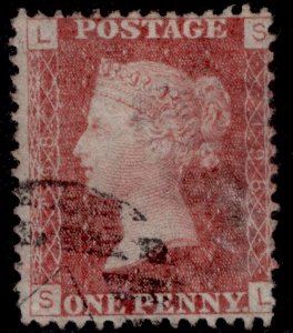 GB QV SG44, 1d lake-red PLATE 198, FINE USED. SL