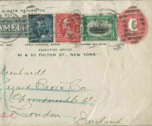 USA Cover ADVERT POSTAL STATIONERY 2c Die 1901 STEEL Transatlantic MS1983