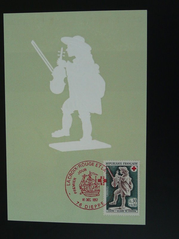 music instrument Red Cross maximum card France 1967