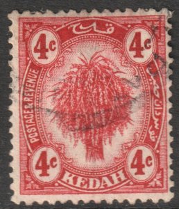 Malaya Kedah Scott 28 - SG29, 1921 Sheaf of Rice 4c used