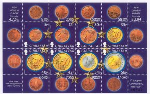 Gibraltar - 2002 sheetlet of Euro coinage #895 cv $ 10.00 Lot # 381