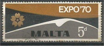 MALTA, 1970, used 5p, EXPO ’70 Emblem Scott 418