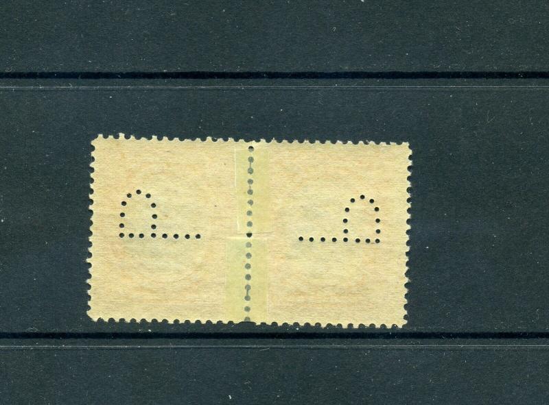 Canal Zone Scott #39 Var Official P Perfin Tete-Beche Mint Pair 2 Stamps